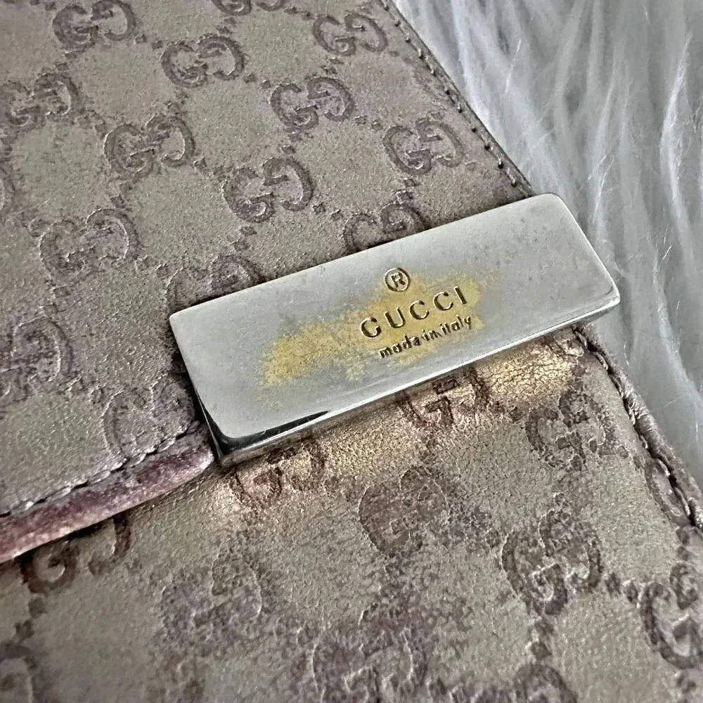 GUCCI | Authentic Vintage Unisex Canvas Compact Wallet Tan Brown Gold - Picture 2 of 10